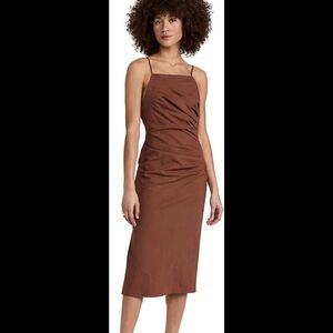 Astr Armona Brown Halter Sheath Dress with Slit
